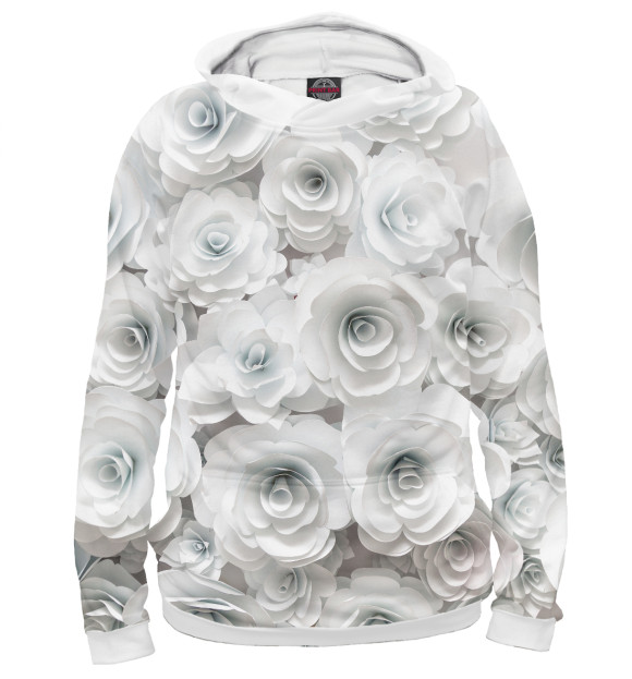 Женское худи с изображением White roses цвета Белый