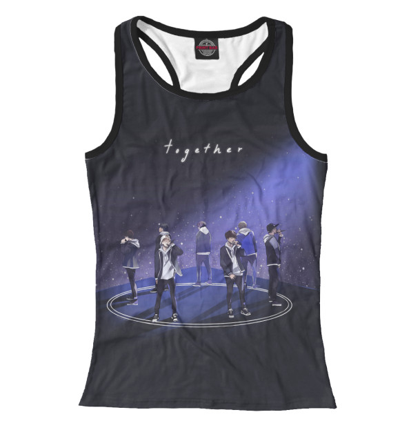 Женская майка-борцовка с изображением BTS цвета Белый