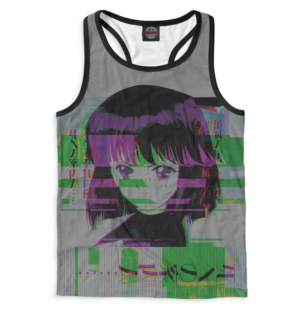 Мужская майка-борцовка с изображением Glitch цвета Белый