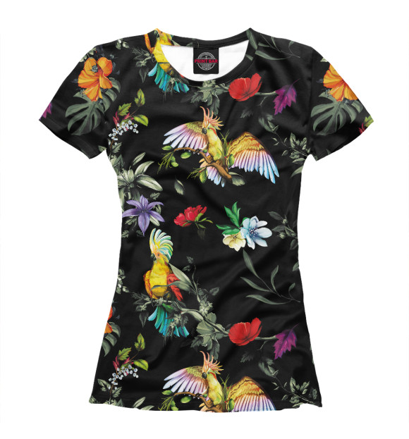 Футболка для девочек с изображением Попугаи цвета Белый