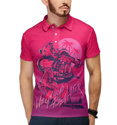 

Поло Print Bar, Белый, Hotline Miami