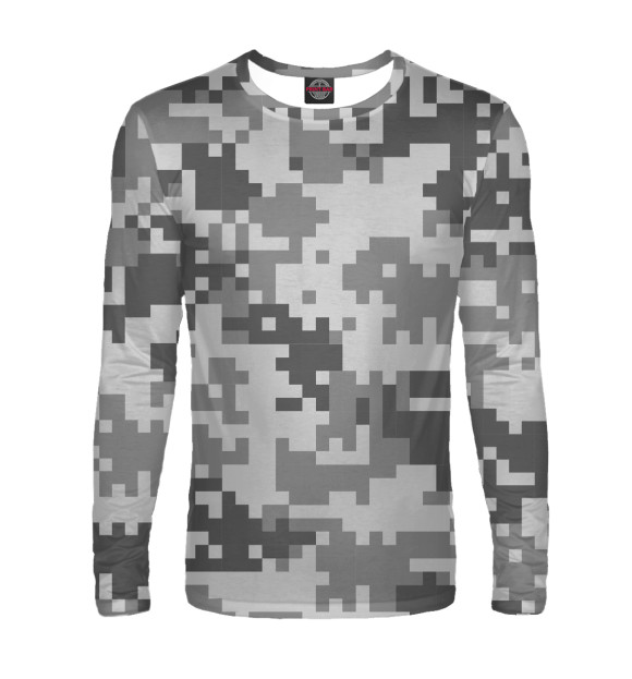 Мужской лонгслив с изображением Camo digital gray цвета Белый
