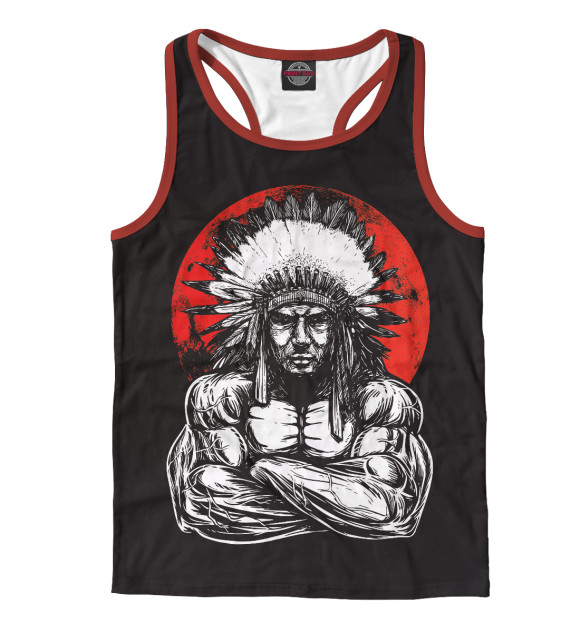 Мужская майка-борцовка с изображением Индеец цвета Белый