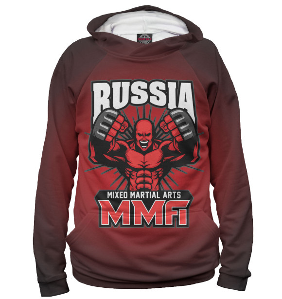 Мужское худи с изображением MMA Russia цвета Белый