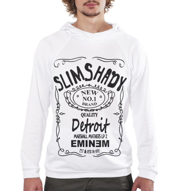 Мужское худи с изображением Slim Shady цвета Белый