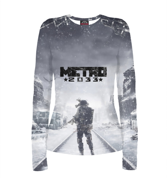 Женский лонгслив с изображением Metro 2033 winter цвета Белый