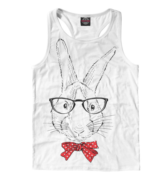 Мужская майка-борцовка с изображением Зайчик цвета Белый