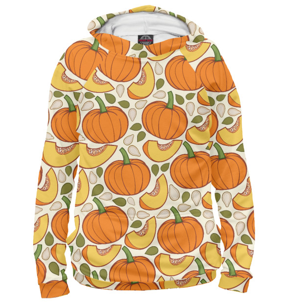 Мужское худи с изображением Тыква цвета Белый