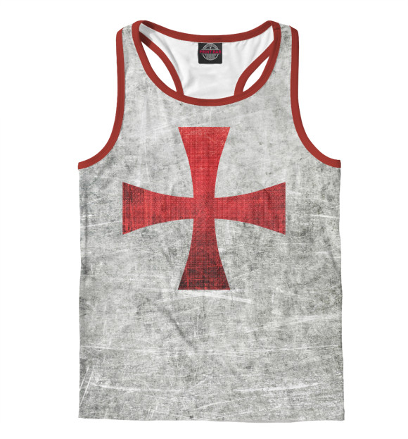 Мужская майка-борцовка с изображением Крест тамплиеров цвета Белый