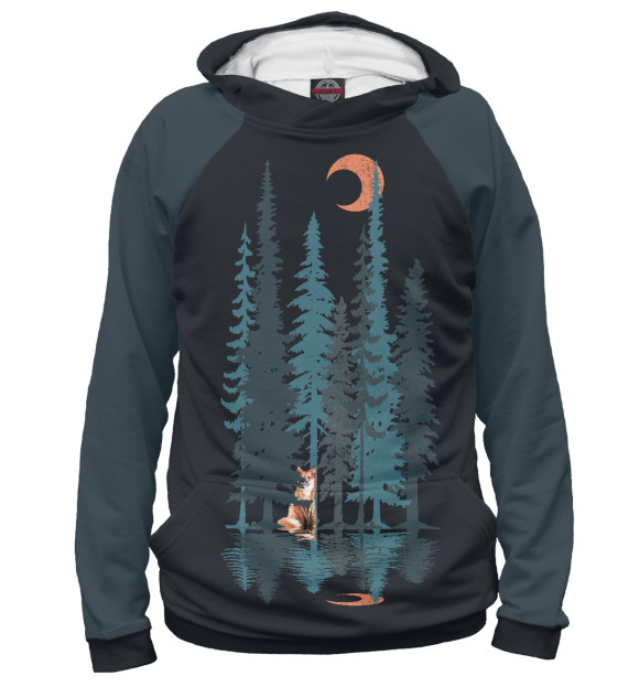 Мужское худи с изображением Fox from the Forest цвета Белый