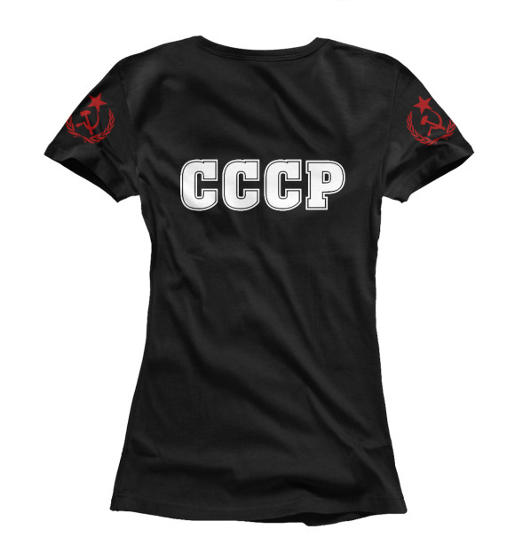 Футболка для девочек с изображением Символы СССР (черный фон) цвета Белый