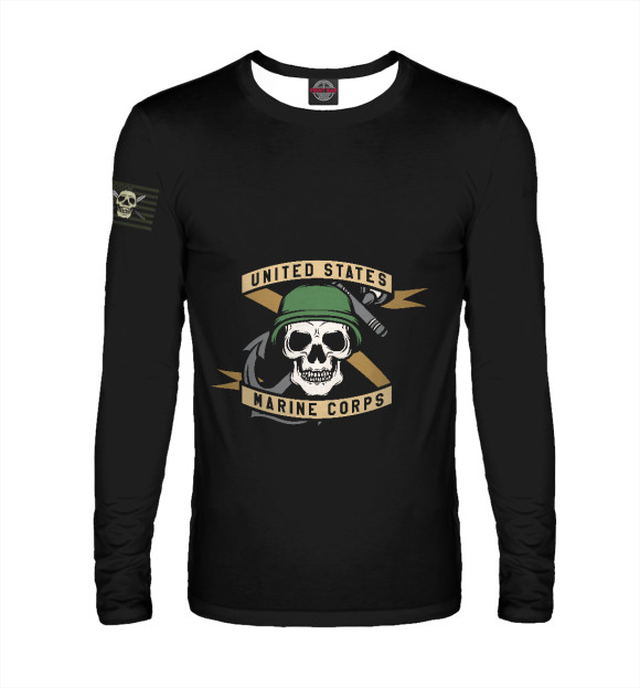 Мужской лонгслив с изображением Морская пехота США цвета Белый
