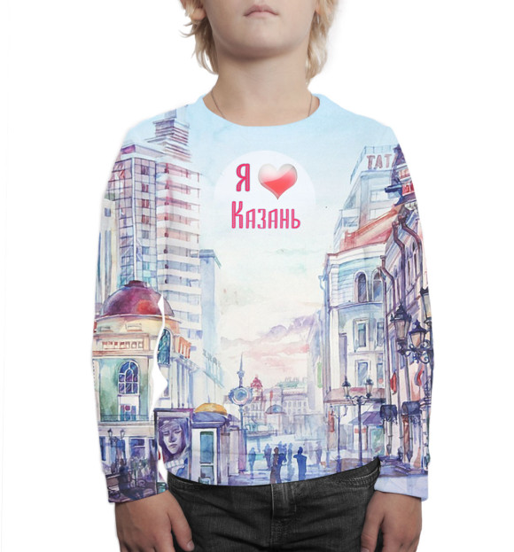 Свитшот для мальчиков с изображением Казань цвета Белый