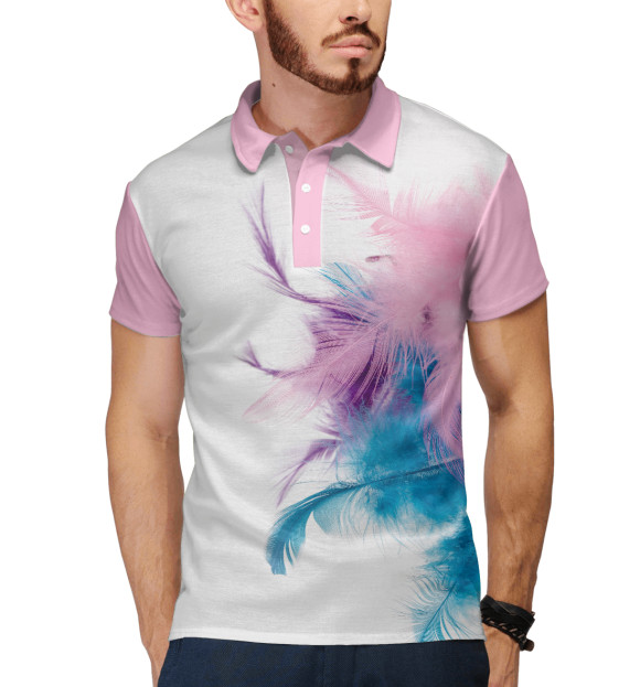 Мужское поло с притом Нежные перья цвета Белый Мужское поло с изображением Нежные перья цвета Белый