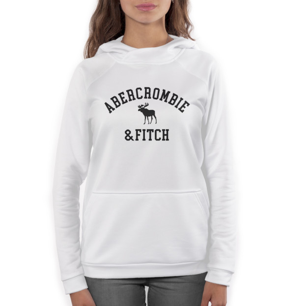 Женское худи с изображением Abercrombie & Fitch цвета Белый