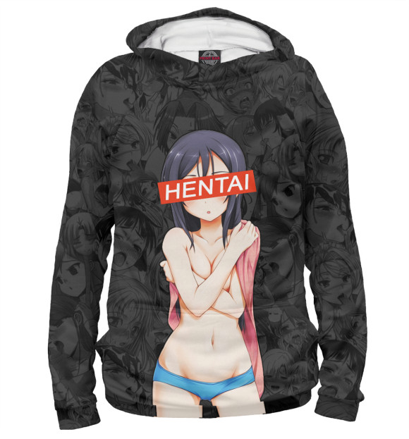 Женское худи с притом Hentai цвета Белый Женское худи с изображением Hentai цвета Белый