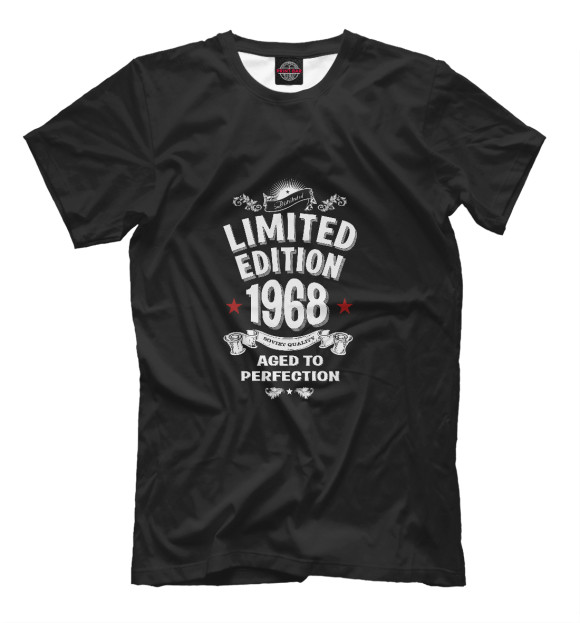 Мужская футболка с изображением Превосходный возраст-1968 цвета Черный