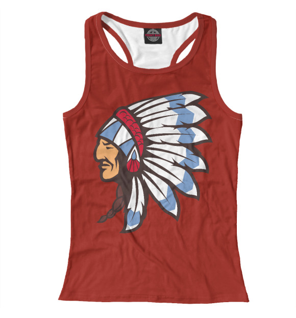 Женская майка-борцовка с изображением Индеец цвета Белый