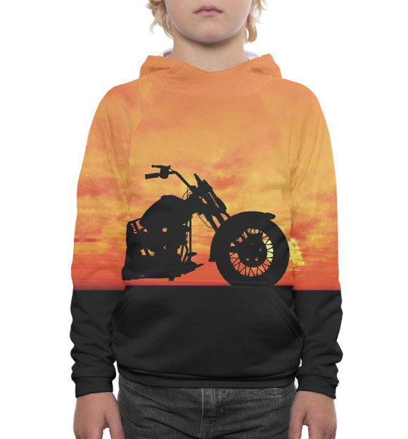 Худи для мальчика с изображением Мотоцикл цвета Белый