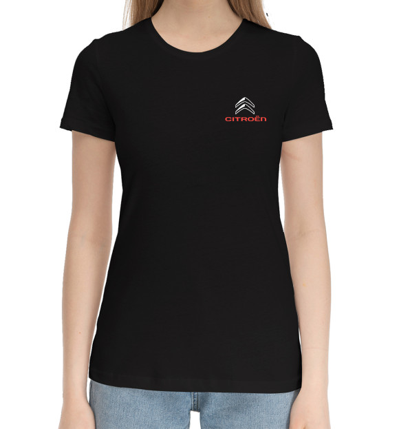 Женская хлопковая футболка с изображением Citroen цвета Черный