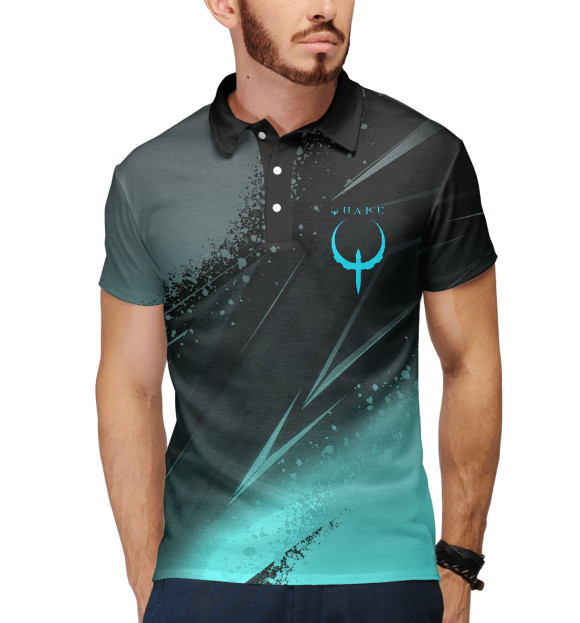 Мужское поло с изображением Quake Stripes цвета Белый