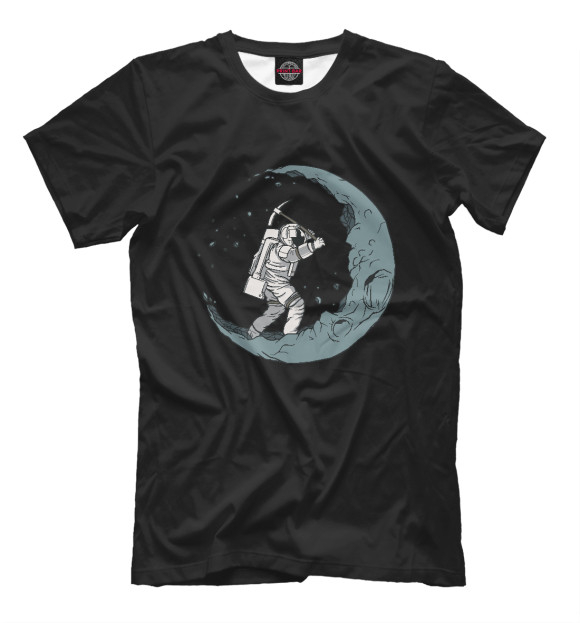 Мужская футболка с изображением Лунный копатель цвета Белый