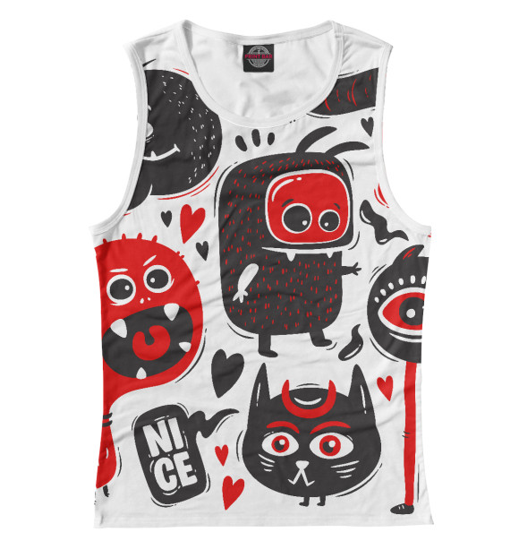 Женская майка с изображением Ужастик цвета Белый