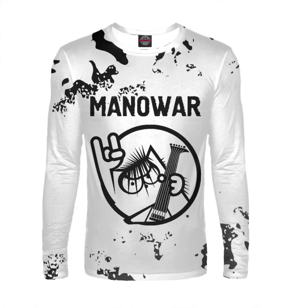 Мужской лонгслив с изображением Manowar / Кот цвета Белый
