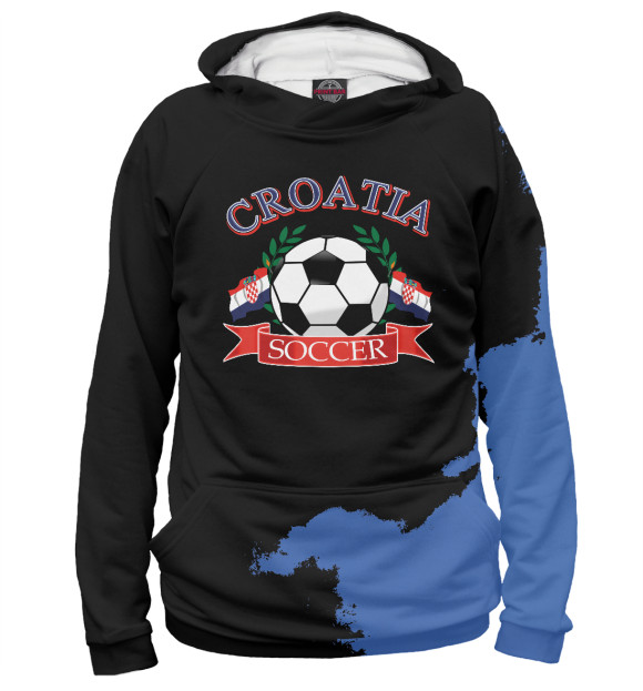 Мужское худи с изображением Croatia soccer ball цвета Белый