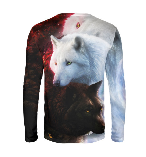 Мужской лонгслив с изображением Волки цвета Белый
