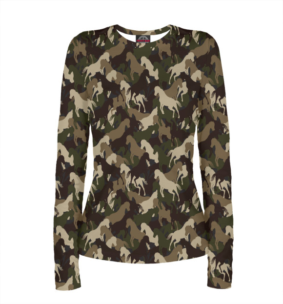 Женский лонгслив с изображением Лошади цвета Белый