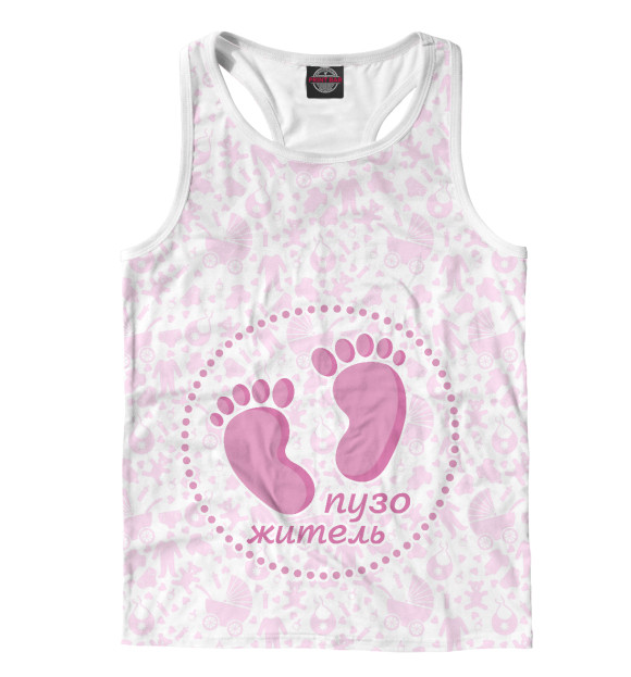 Мужская майка-борцовка с изображением ПузоЖитель цвета Белый