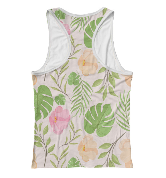 Женская майка-борцовка с изображением Pink flowers (pattern) цвета Белый