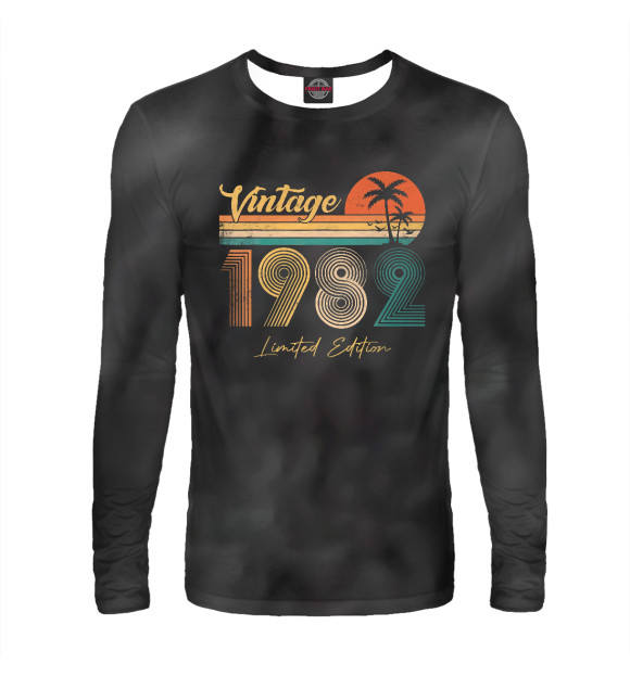 Мужской лонгслив с изображением Vintage 1982 цвета Белый