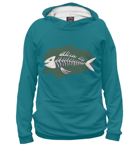 Женское худи с изображением Fishbones цвета Белый