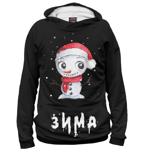 Женское худи с изображением Снеговик цвета Белый