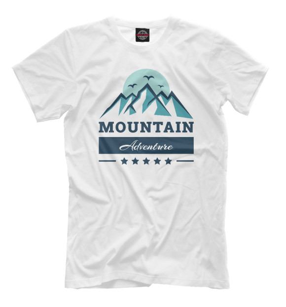 Мужская футболка с изображением Горы - приключения цвета Белый