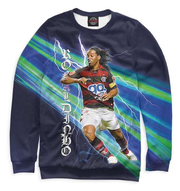 Свитшот для девочек с изображением Ronaldinho цвета Белый