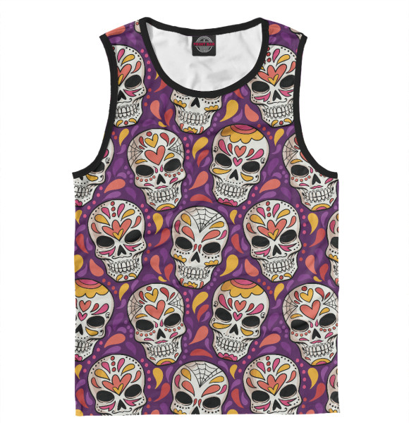 Майка для мальчика с изображением Мексиканские черепушки цвета Белый