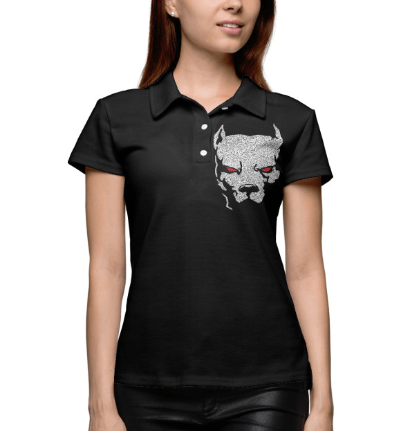 Женское поло с изображением Грозный питбуль цвета Белый
