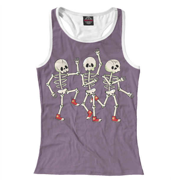 Женская майка-борцовка с притом Пляски на костях цвета Белый Женская майка-борцовка с изображением Пляски на костях цвета Белый