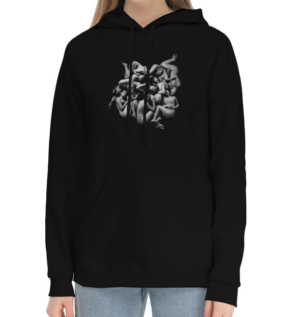 Женский хлопковый худи с изображением Celeste цвета Черный