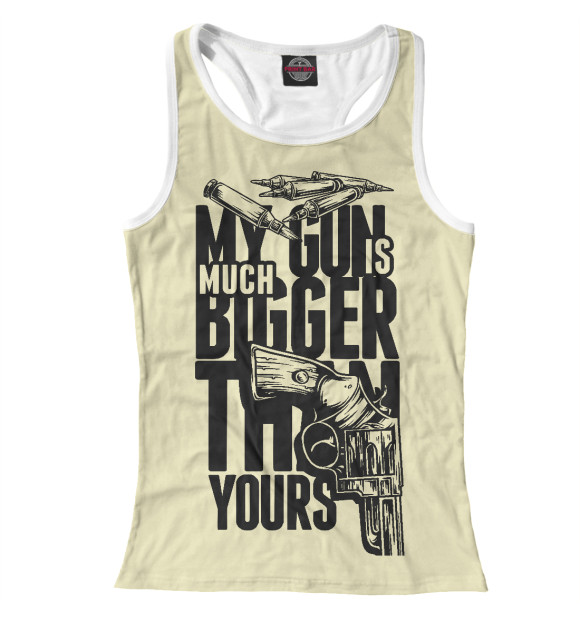Женская майка-борцовка с изображением Мой Пистолет Больше 4 цвета Белый