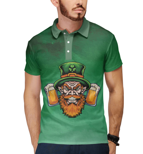 Мужское поло с изображением Patrick's Day цвета Белый