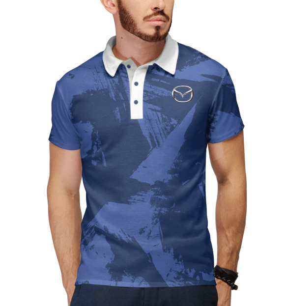 Мужское поло с изображением Mazda Blue-line цвета Белый