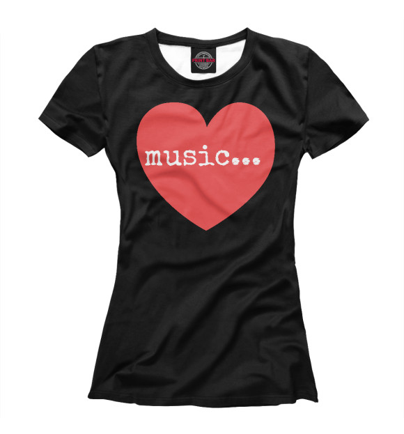 Женская футболка с изображением Love Music цвета Белый