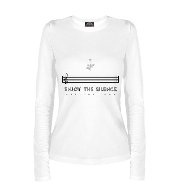Женский лонгслив с изображением Enjoy the silence цвета Белый