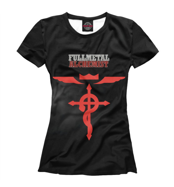 Женская футболка с изображением Fullmetal Alchemist цвета Белый