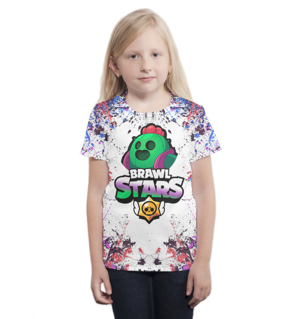 Футболка для девочек с изображением Brawl Stars Spike цвета Белый