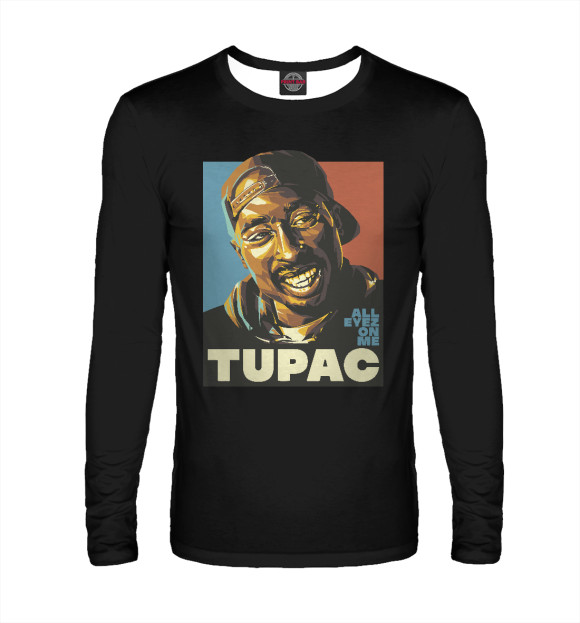 Мужской лонгслив с изображением 2Pac цвета Белый